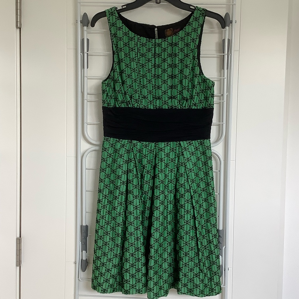 Frock! by Tracy Reese Green/Black Linen/Silk Mini Dress - Sz 6